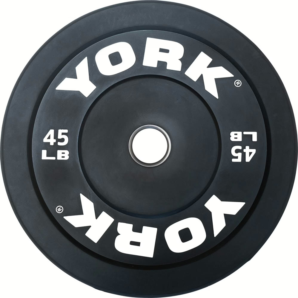 Barbell 45 lb Rubber Bumper Plate &ndash; 2&rdquo; Olympic Steel Sleeve, 17.75&rdquo; Dia