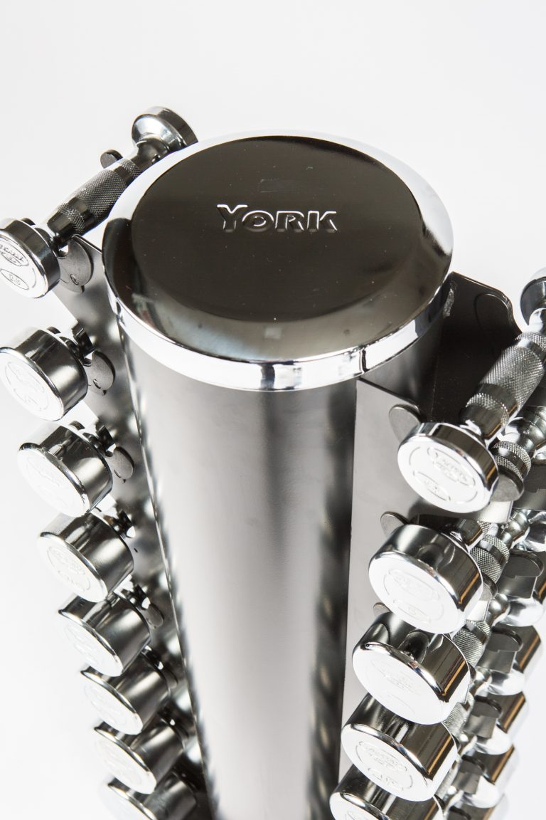 New York Chrome Dumbbell Club Pack with Vertical Rack York Freeweight