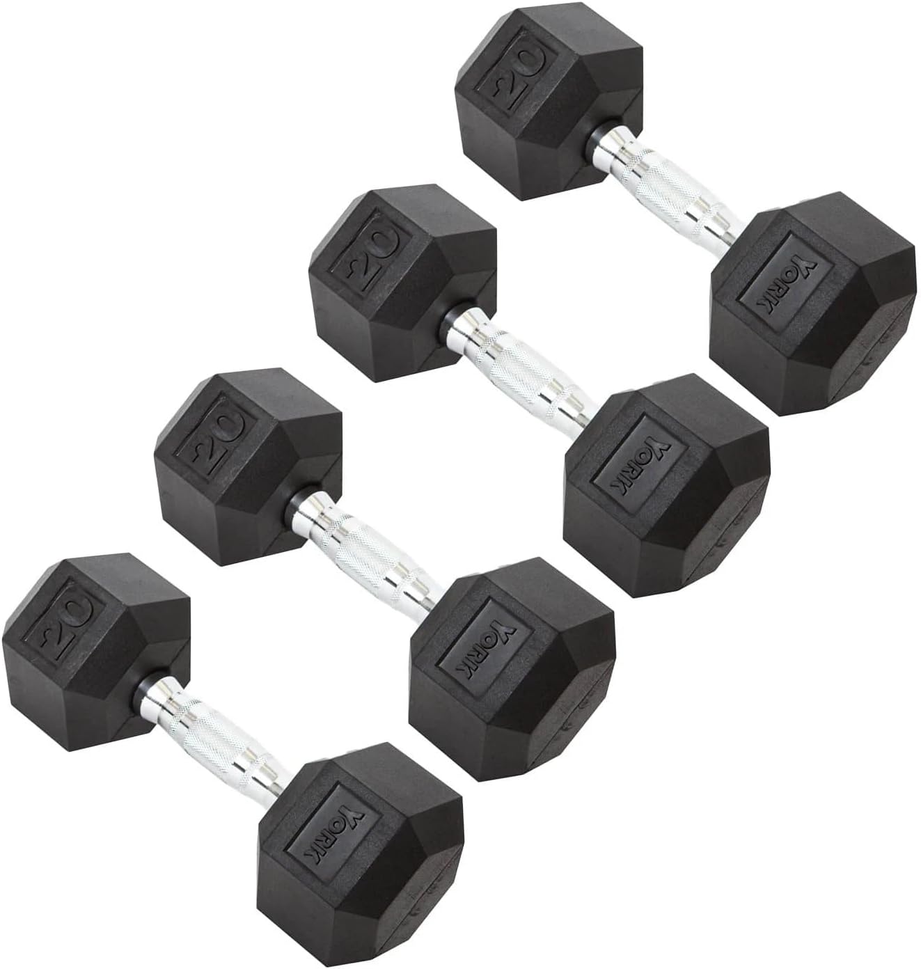 15 lb Rubber Hex Dumbbell Set Pack of 4